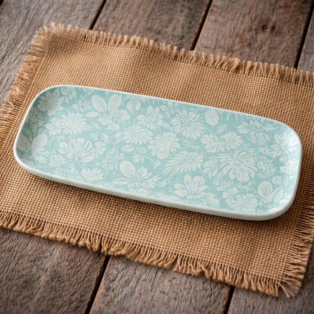 NIP Tommy Bahama 17.5" Plastic Serving‎ Tray Turquoise Floral Set of 3